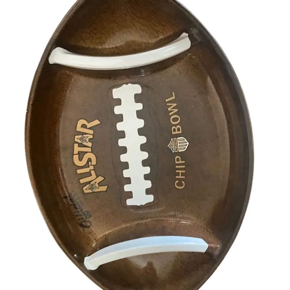 Allstar Football Chip Bowl Sports-Themed Decorative Party Dish Brown